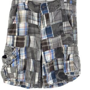 Chor Shorts Mens 32 Multicolor Plaid Patchwork Cargo 100% Cotton Casual Summer